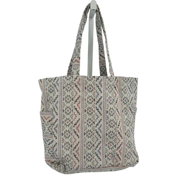 World Market Tote Bag Aztec Print, Double Handles, Multiple Pockets Shoulder bag - Picture 1 of 7